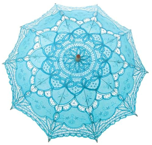 TopTie Vintage Light Blue Lace Parasol, Wedding Bridal Umbrella, Photograph Parasol, Party Decorations Supplies