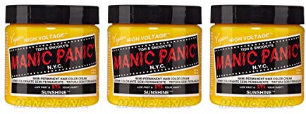 Manic Panic Sunshine Classic Creme, vegan, krispfri, gul semi permanent hårfärg 3 x 118 ml
