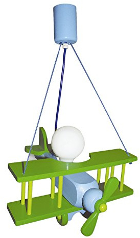 Waldi Leuchten Pendelleuchte Flugzeug klein, grün/blau WAL-90114.0