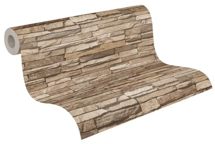 A.S. Création Vliestapete Dekora Natur Tapete in Naturstein Optik fotorealistische Steintapete 10,05 m x 0,53 m beige braun Made in Germany 958332 95833-2