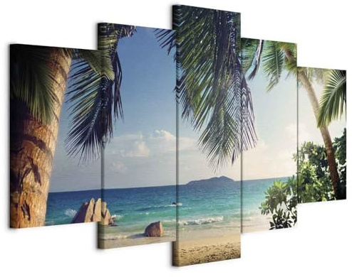 Cuadros B&D XXL - Leinwandbild Palmen tropisch Landschaft, 200x100 cm | Hochwertige Leinwand, sofort aufhängbar, ideal fürs Wohn- oder Schlafzimmer, wasserfest und lichtecht, langlebig, stilvoll