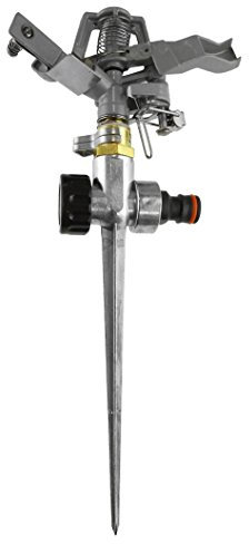 SUPER DELUXE,IMPULSE PULSATING LAWN/GARDEN SPRINKLER,METAL HEAD WITH STURDY(NON BEND) PLASTIC SPIKE,FULLY ADJUSTABLE 20-360DEGREE FLICK ROUND,COVERING UP TO 27m²