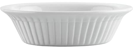 Olympia Whiteware Porcelain Oval Pie Dishes Pack of 6, White 170mm | Rolled edges resist chipping under heavy commercial use, while the stackable design saves storage space in busy kitchens.