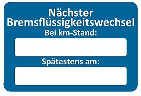 AUPROTEC Kundendienst Aufkleber Werkstatt Serviceaufkleber Auswahl: 5 Stück, Nächster Bremsflüssigkeitswechsel