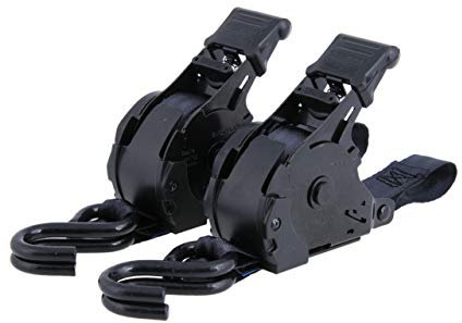 2x cinghie di imbracatura automatiche autoretraenti con ganci a S in un set di cinghie a cricchetto I lunghe 3,65m, larghe 25mm, LC 340 daN I cinghie di imbracatura con riavvolgitore automatico