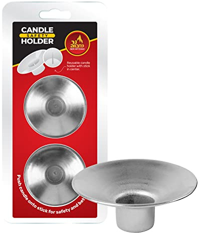 Reusable Metal Candlestick Liners and Drip Guards - Safety Pin Holds Candles in Place - Nickel Plated Protector Bobeches - Silver - 2 Pack