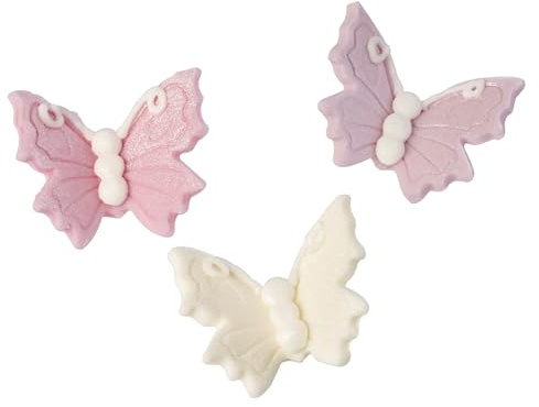 Culpitt Lustred Sugar Butterflies, 18 Luxurious Butterfly Cake Decorations, Cream, Pink, Purple Cupcake Toppers | Shimmer Lustre Finish