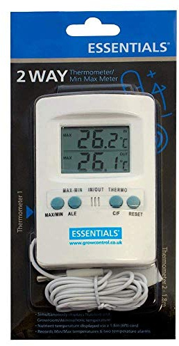 Essentials Min-Max Thermo Hygrometer Thermometer Grow Room Humidity Hydroponics