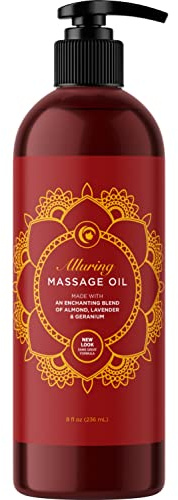 Relaxing Massage Oil for Massage Therapy - Aromatherapy Full Body Massage Oil with Enchanting Lavender Ylang Ylang Orange and Geranium Essential Oils - Naturally Scented Vegan Non GMO & Gluten Free