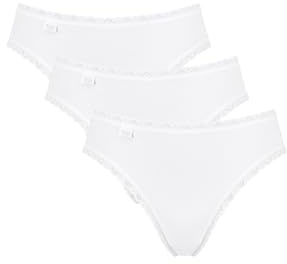 Sloggi Dam 24/7 Cotton Lace Tai Trosor, Vit, 40, Paket med 3