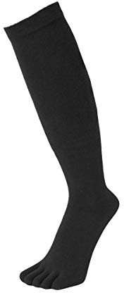 TOETOE® - Chaussettes Hautes en Coton à Cinq Doigts de Tous les Jours Pour Femmes et Hommes (Noir, 35-46)