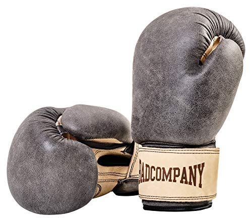 Bad Company Retro Rindsleder Boxhandschuhe mit Belüftungssystem I Boxtraining, Sparring und Wettkampf-Boxen I Gewichtsklassen 10 oz - 16 oz