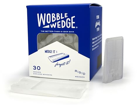 Wobble Wedges Heavy Duty Leveling Shims – Made in the USA – The Original Rigid Plastic Shims for Leveling Furniture, Tables, Toilets, Appliances & Other Home Improvement Projects– Transparent, 30-pack