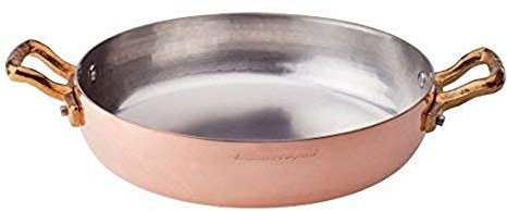 Pentole Agnelli ALCM110M24 Tegame in Rame Stagnato con 2 Maniglie in Ottone, 24 cm