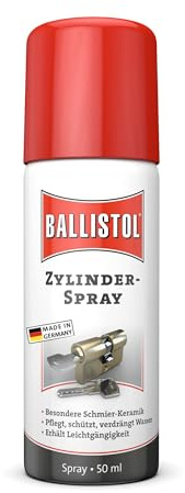 BALLISTOL 25941 Zylinder-Spray 50ml – Schmier-Keramik für Schließzylinder, Autoschloss, Fahrradschloss, Tresore
