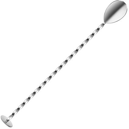 Final Touch Stainless Steel Twisted Cocktail Mixing Spoon with Masher - Long Design 27.2cm - FTA7010