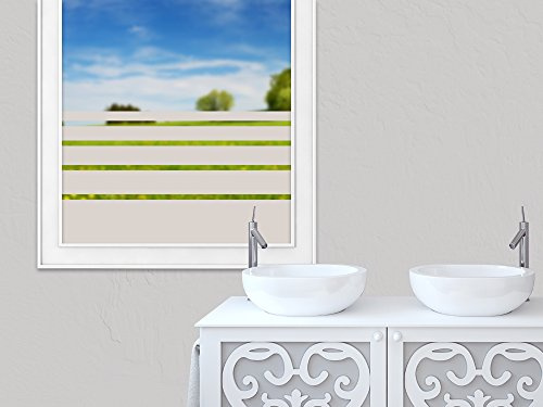GRAZDesign Fensterfolie Streifen Blickdicht, Sichtschutz Folie Milchglasfolie für Fenster, Glastür, Scheiben lichtdurchlässig - 200x57cm / Silbergrau