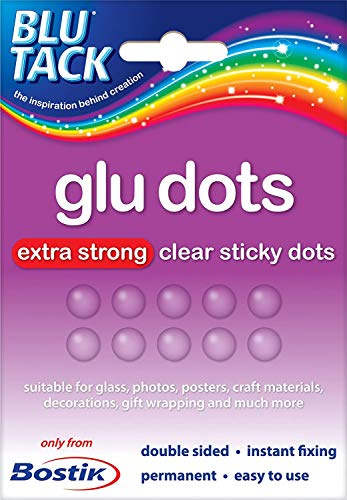 Bostik Glu Dots – Extra Strong, Double Sided Glue Dots, For Instant Fixing & Crafts, Easy to Use, No Mess, Clear, x64 Glu Dots