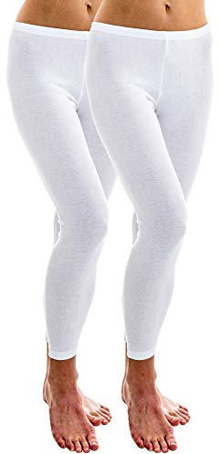 HERMKO 1720 2 paia di gambali da donna in cotone biologico 100%, Farbe:bianco, Größe Damen:48/50 (L)