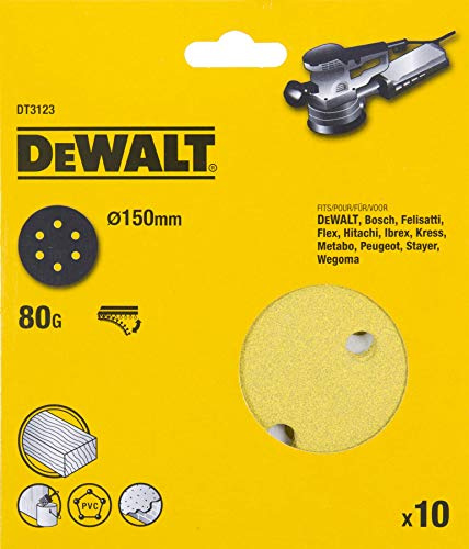 DEWALT Disques abrasifs 125mm grain 80 10 pièces DT3123-QZ