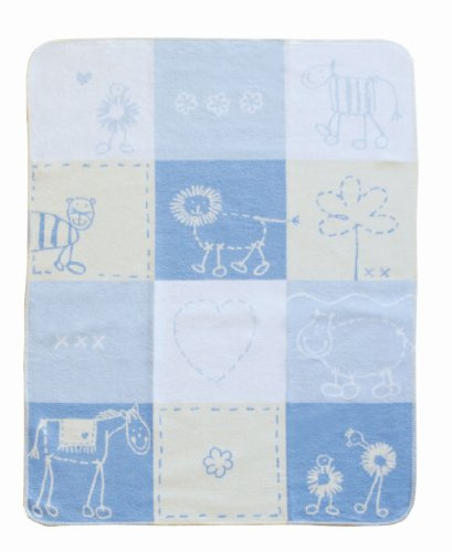 David Fussenegger Baby-und Kinderdecke Tiere Juwel Allover 70 x 90 cm blau