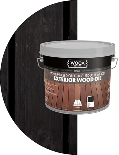 WOCA Denmark Exterior Wood Oil Schwarz 2,5 L - Terrassenöl für Terrassen, Zäune und Möbel im Außenbereich