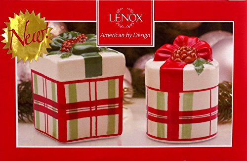 Lenox Holiday Gatherings Plaid Salt and Pepper Shaker Set Ceramic