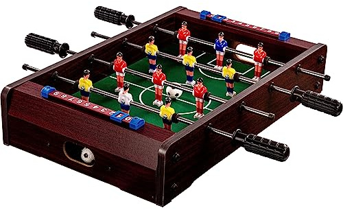 GAMES PLANET Mini Kicker Tischfußball „Dundee“, 4 Dekorvarianten, Maße: 51x31x8 cm, Gewicht: 2,6 kg, 4 Spielstangen, Kleiner Kinder Tischkicker inkl. 2 Bälle