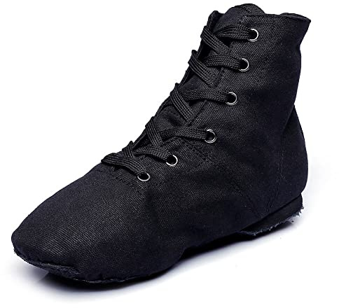 MSMAX Jazz Dance Shoes for Girls Lace-up Dancing Ballet Boots Sneakers for Boys Black 12 M US Little Kid