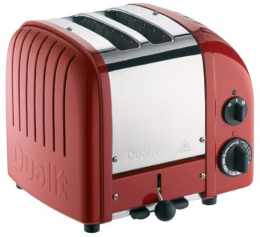 Dualit NEWGEN Toaster 2 Scheiben, ProHeat®-Heizelemente, Rot | Retro-Design, Edelstahl-Aluminiumgehäuse, reparierbar, austauschbare Ersatzteile, 21×26×22 cm, robustes Gewicht 3.500 g
