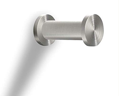 Wandhaken, Edelstahl massiv, Ø2 x 4 cm, matt geschliffen, verdeckte Verschraubung, Kleiderhaken, Handtuchhaken, Bademantelhaken, Küchenhaken, Schlüsselhaken, Garderobenhaken - PHOS Design