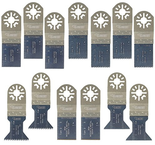 SabreCut 13pcs PRK13A Mixed Oscillating Multitool Blade Kit | Compatible with Bosch, Fein (Non-StarLock), Makita, Milwaukee, Hitachi, mixed blades cut wood, metal and plastic