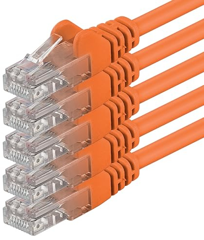1aTTack.de 5x 1m Câble Réseau Cat6 Cat 6 - RJ45 Ethernet LAN DSL Routeur Modem - Orange