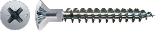 SPAX Universalschraube mit Kopflochbohrung, 4,5 x 80 mm, 200 Stück, Kreuzschlitz Z2, Kleiner Senkkopf (Ø 5mm), Vollgewinde, WIROX A3J, 0271010450805
