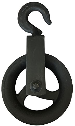 Benson Tools IB10432 Umlenkrolle 110 mm Metallguss Baurolle Handaufzug Seilrolle mit Haken Hebehaken, Mehrfarbig