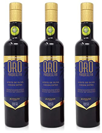 PARQUEOLIVA SERIE ORO (GOLD SERIES) - Extra jungfruolja (sorter Hojiblanca och Picuda) - Förpackning med 3 flaskor om 500 ml