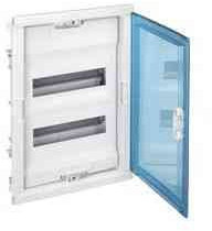 Coffret encastré 2 rangées 24+4 modules - avec porte isolante galbée transparente