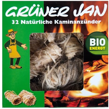 Öko Kaminanzünder 32 Stück Grillanzünder Holzwolle Wachs Naturanzünder | Grüner Jan, Holzanzünder, Kohleanzünder, Ofen, Grill, Kamin, schnelles Entzünden, umweltfreundlich, geruchsarm