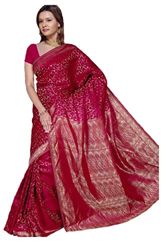Trendofindia Indischer Bollywood Fashion Sari Stoff Damenkostüm Kleid Bordeaux CA101