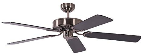 Deckenventilator ohne Beleuchtung Potkuri, Gehäuse gealtertes Silber, Flügel Schwarz, 132 cm, für Räume bis zu 25m²