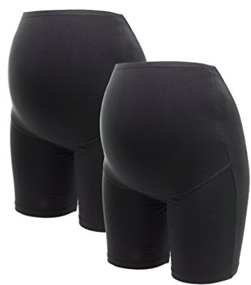 Herzmutter modershorts - graviditetsbyxor med långa ben - för graviditet efter födseln - högkvalitativ bomullsblandning - beige-skin-black - uppsättning 1 & 2-5020 (M, Svart, 2x)