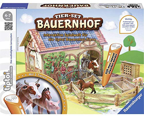 Ravensburger tiptoi 00564 - Tier-Set: Bauernhof / Erkunde spielerisch den Bauernhof und kümmere dich eigenständig um die Tiere