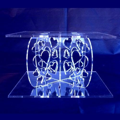 Présentoir à gâteau carré en forme de cœur - Transparent - Base 20 cm, haut 18 cm