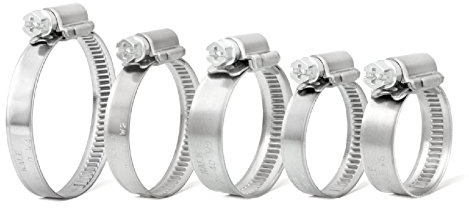 10 x High Grade Worm Drive W1 Coated Hose Clamps, Jubilee Fuel Line Hose Clips [ 32 - 50mm ]