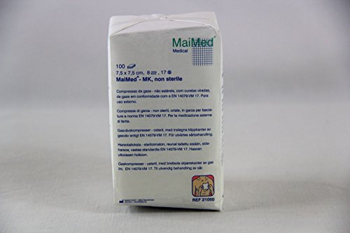 Maimed®- Mullkompresse, unsteril, 8- fach, 7,5 x 7,5 cm, 100 Stück pro Pack