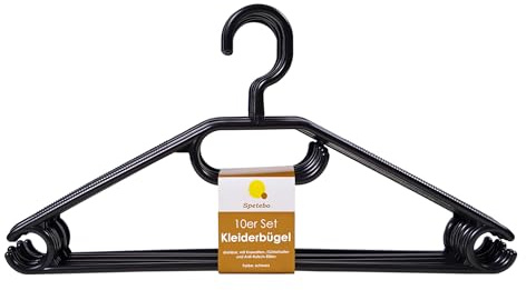 Kleiderbügel, Schwarz, 10er Pack | 100% recycelter Kunststoff