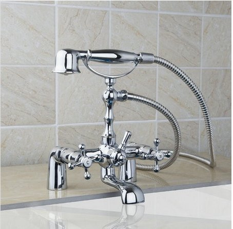 GOWE Teléfono estilo Bimando efecto Cascada Baño Cromado latón grifo de doble asas para lavabo grifos, mezcladores y grifos