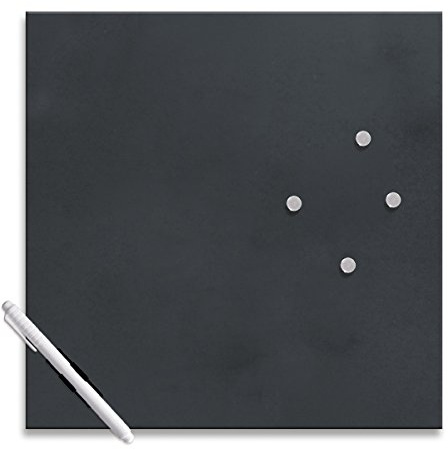 Eurographics Memo Board MB-BLACK3030 Magnet- und Schreibtafel aus Glas in schwarz (inklusiv Stift + Magnete) Black, 30x30cm
