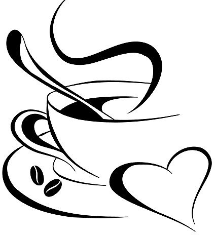 Grandora Wandtattoo Küche Kaffeetasse Herz schwarz Wandsticker Wanddeko W3040