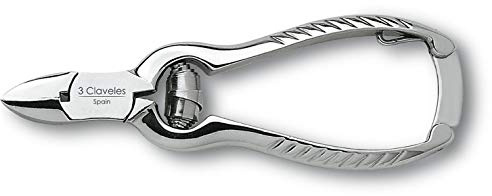 3 Claveles - Alicate Para Uñas .5 Cm, Alicate De Pedicuro, Acero Carbono, Forjado, Niquelado, Para Cortar Uñas Gruesas, Brillo